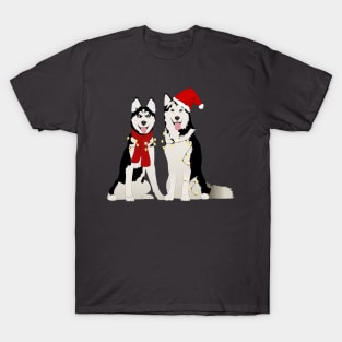 cute winter huskies, Husky in the Santa Claus hat T-Shirt